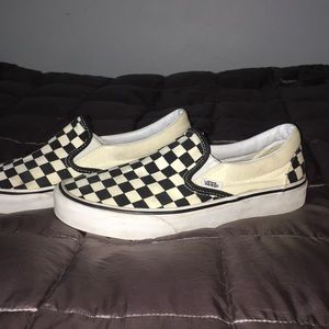 Checkered slip on vans